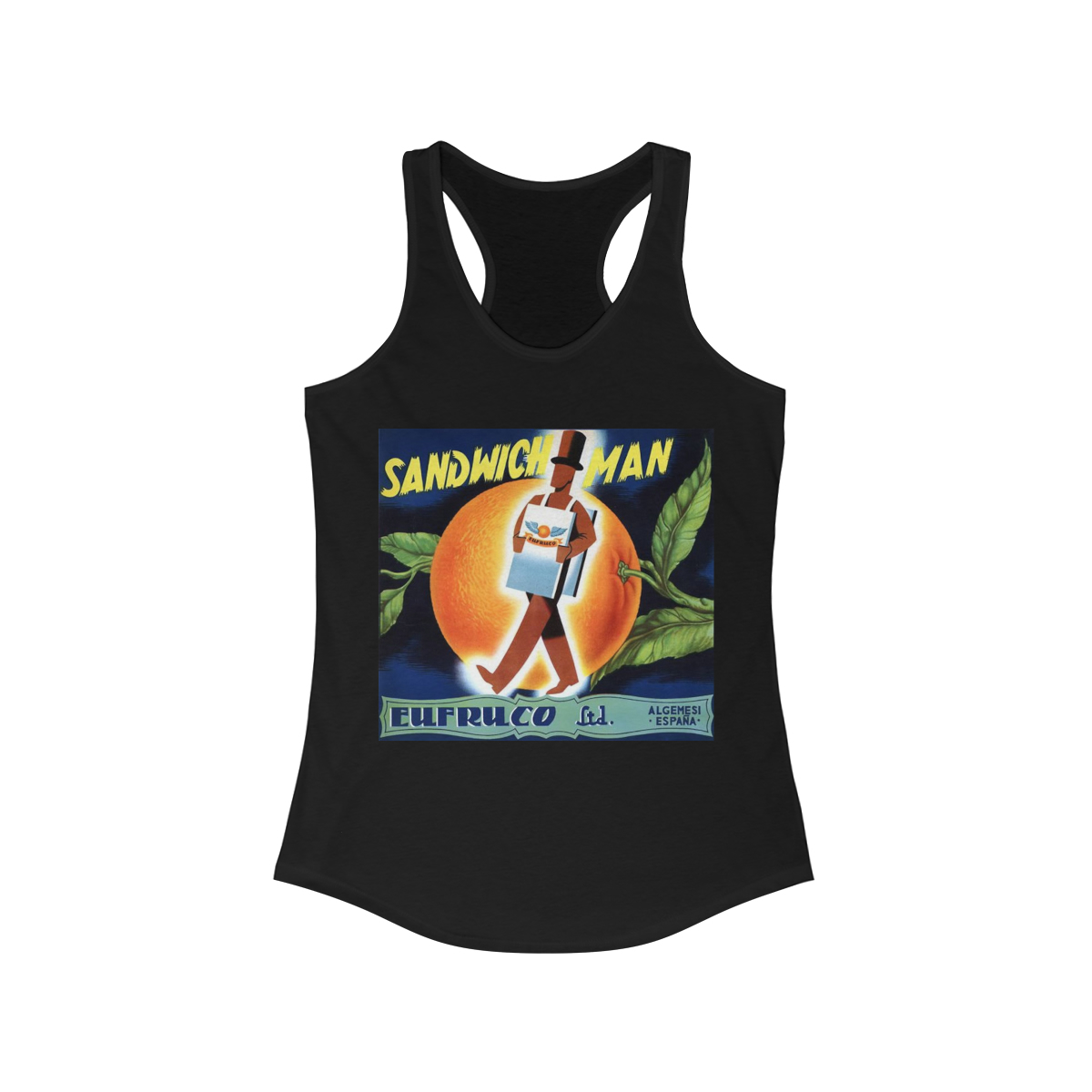 Sandwich Man Printed on a Women's Racerback Tank - Image 3