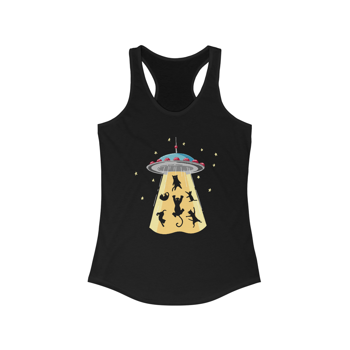 Cat UFO Printed on a Women's Ideal Racerback Tank