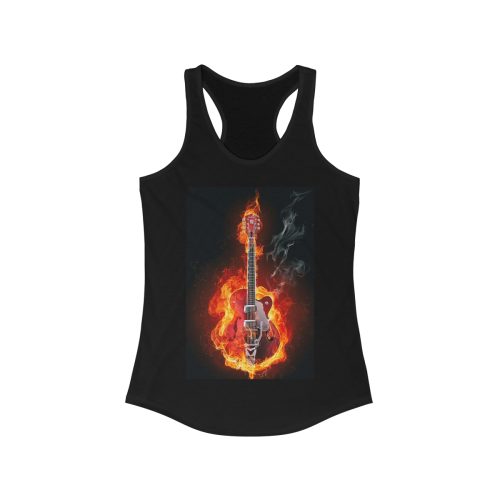 Flaming Guitar Printed on a Women's Ideal Racerback Tank