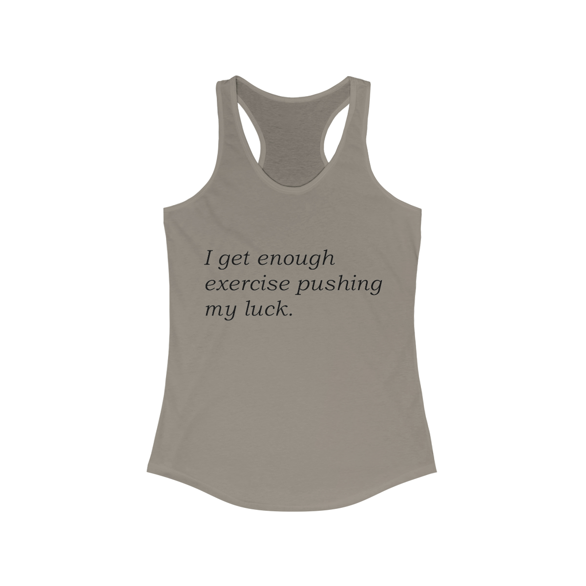 Exercise! Printed on a Women's Racerback Tank - Image 7