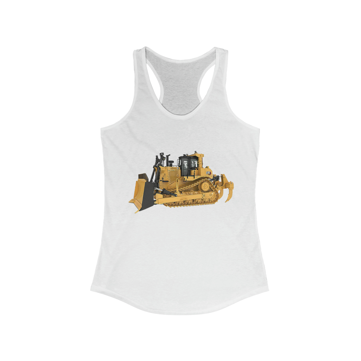 CAT D9 Printed on a Women's Ideal Racerback Tank