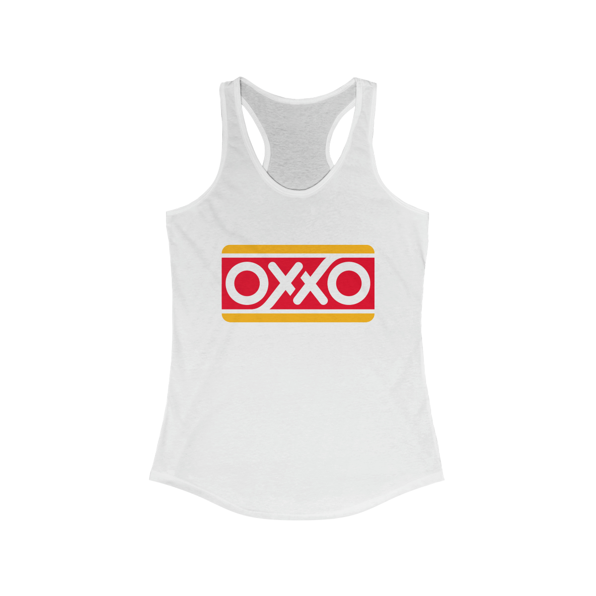 OXXO Mexican Convenience Store Logo Printed on a Women's Racerback Tank