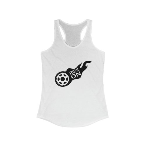 Ride On Motorcycle Printed on a Women's Ideal Racerback Tank
