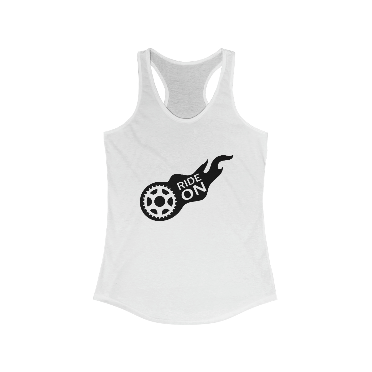 Ride On Motorcycle Printed on a Women's Ideal Racerback Tank