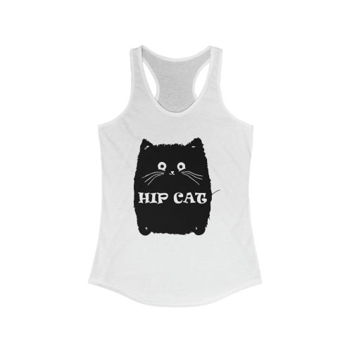 Hip Cat Printed on a Women's Ideal Racerback Tank