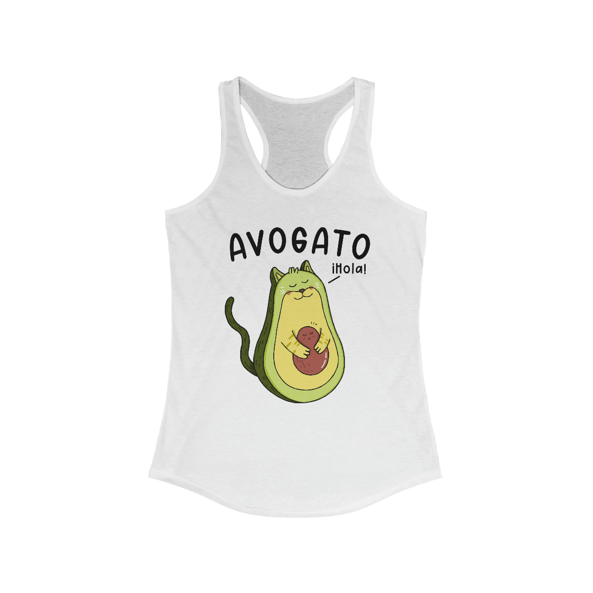 Avogato Cat Printed on a Women's Ideal Racerback Tank