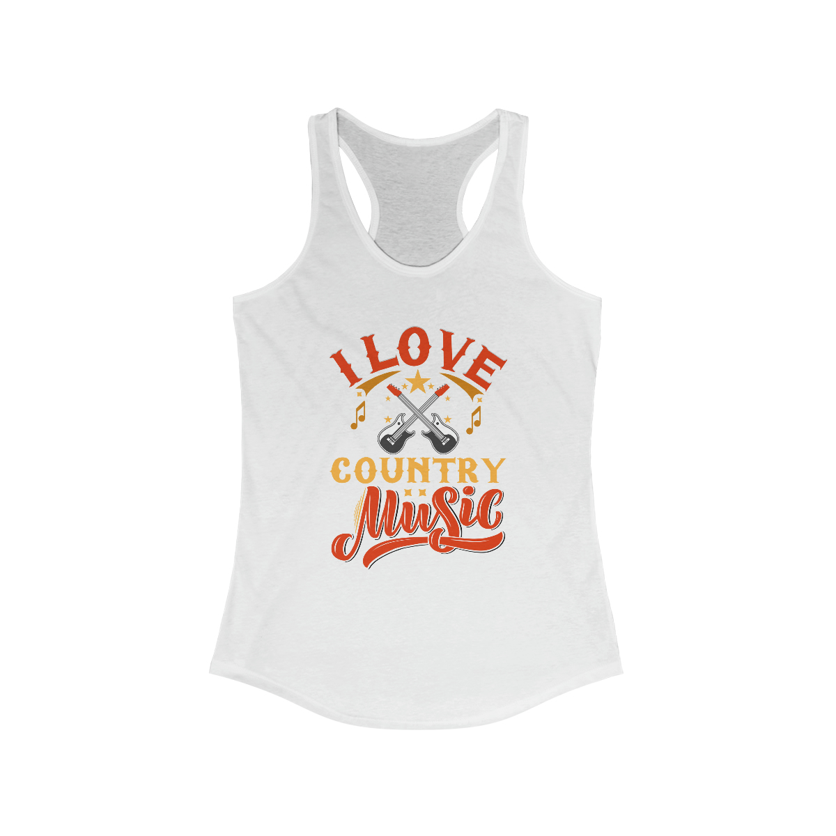 I Love Country Music Printed on a Women's Ideal Racerback Tank - Image 2