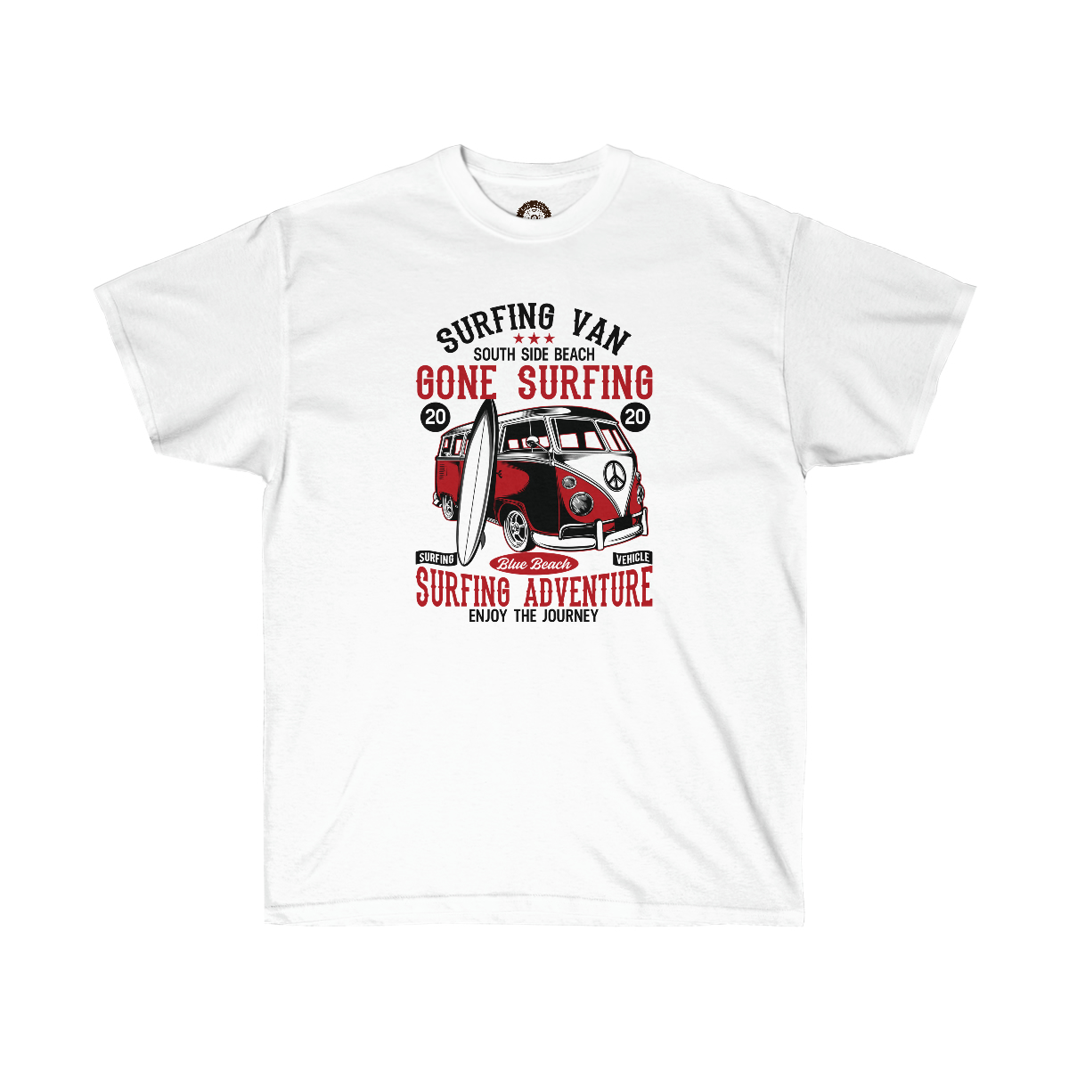 Surfing VW Van on a Unisex Ultra Cotton Tee