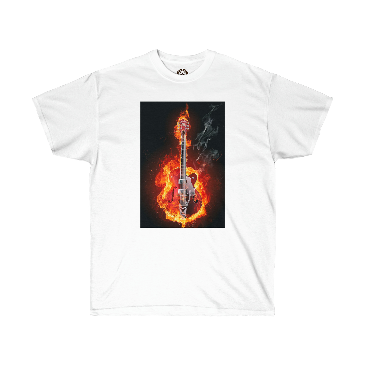 Flaming Guitar Printed on a Unisex Ultra Cotton Tee - Image 3