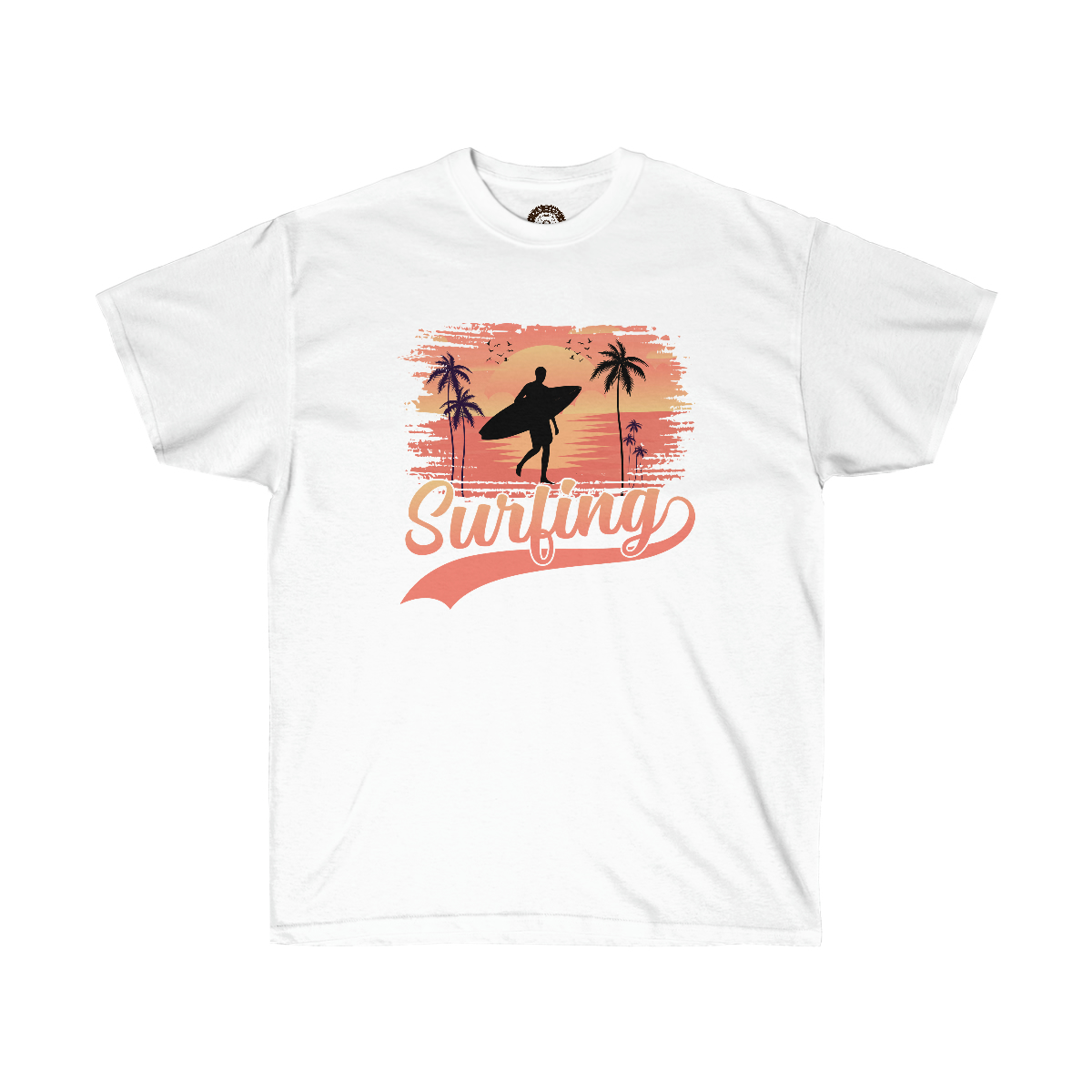 Surfing Surfboard Beach on a Unisex Ultra Cotton Tee - Image 3