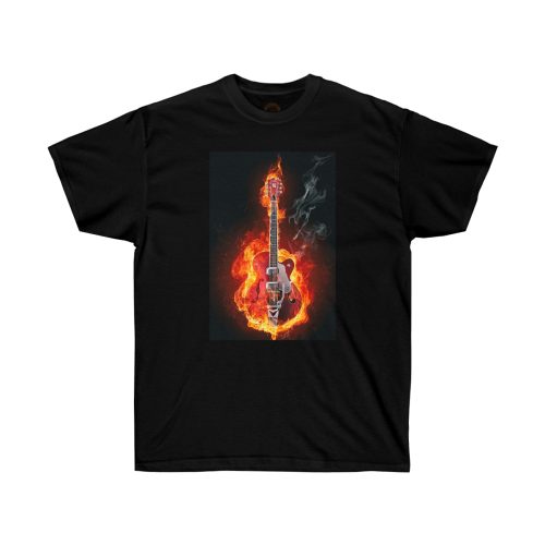 Flaming Guitar Printed on a Unisex Ultra Cotton Tee