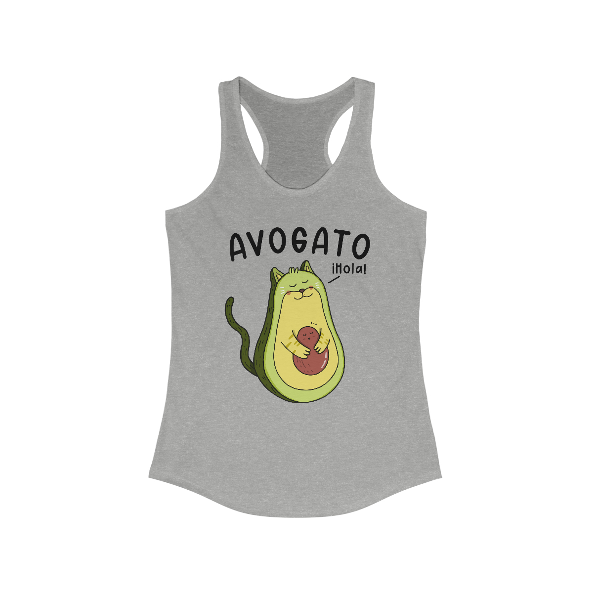 Avogato Cat Printed on a Women's Ideal Racerback Tank - Image 2