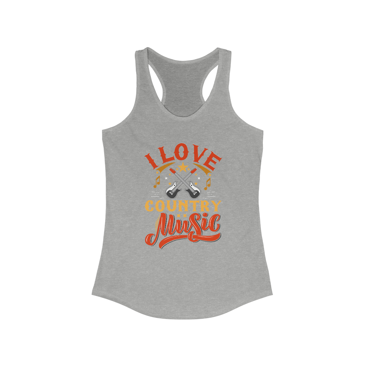 I Love Country Music Printed on a Women's Ideal Racerback Tank - Image 3