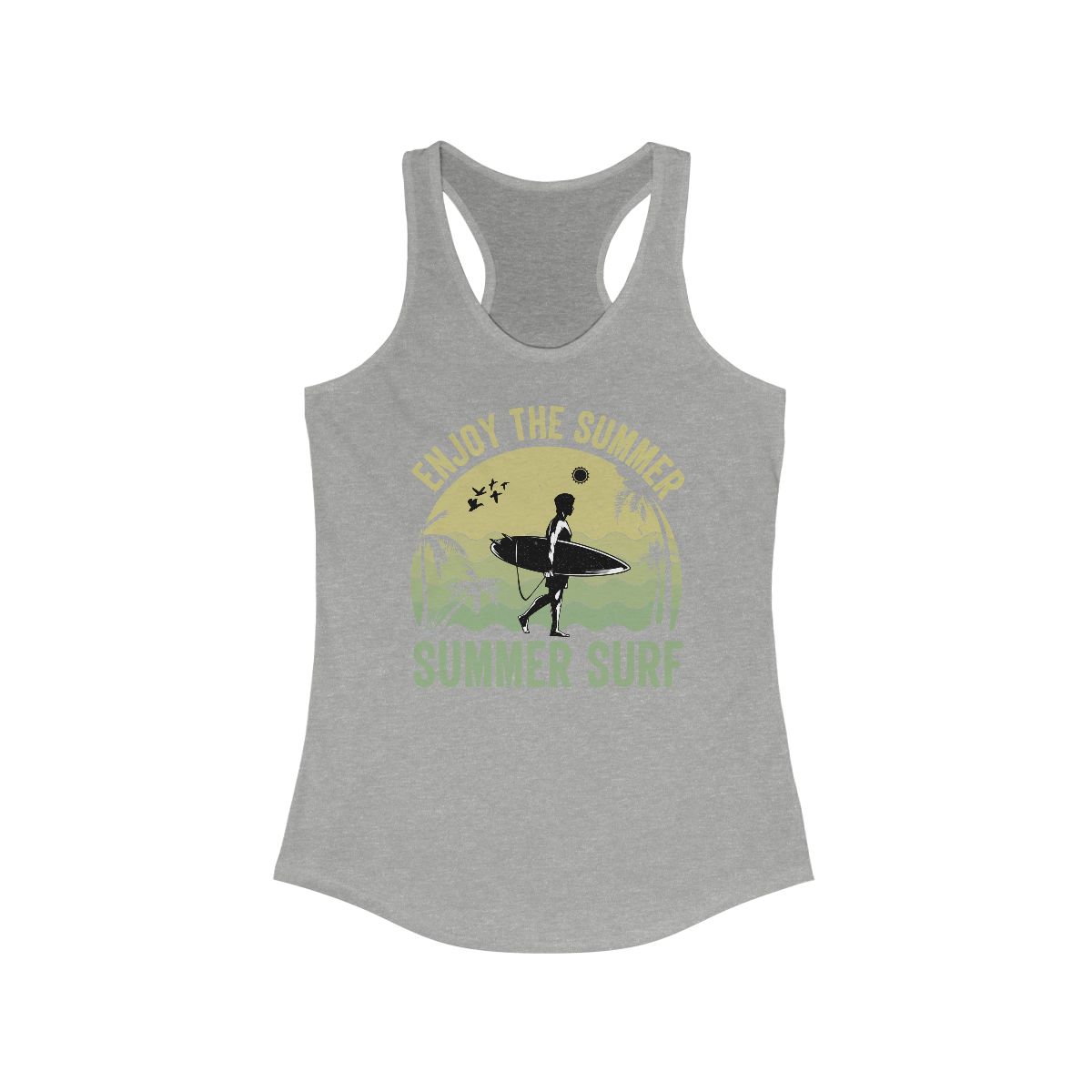 Enjoy The Summer Surf Printed on a Women's Ideal Racerback Tank - Image 3