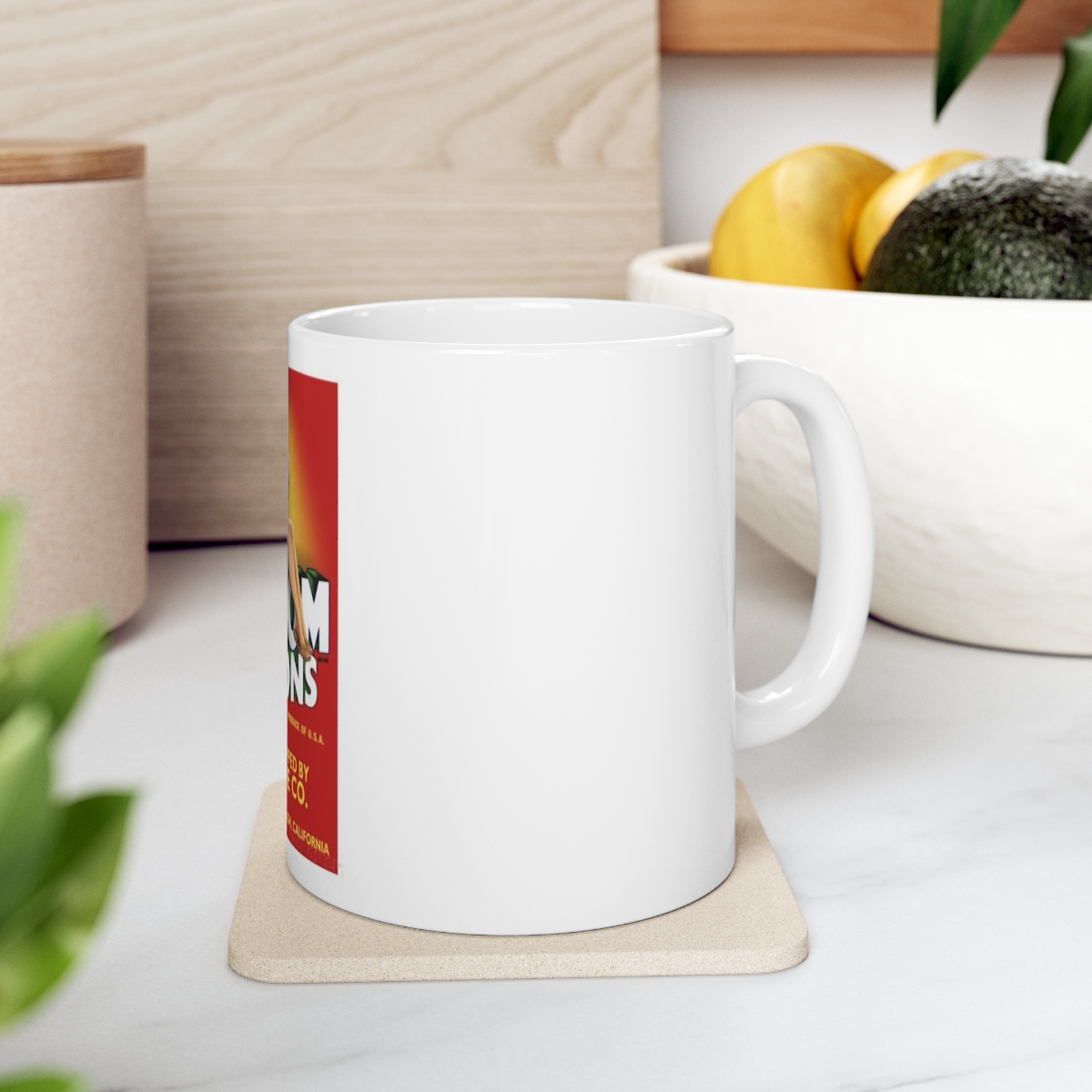Buxom Melons Brand Fruit Crate Label Ceramic Mug 11oz - Image 7