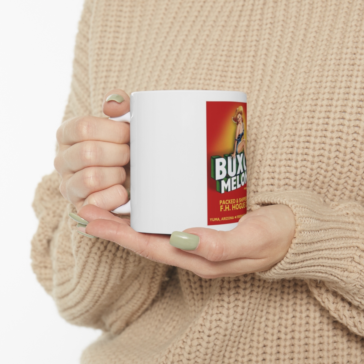 Buxom Melons Brand Fruit Crate Label Ceramic Mug 11oz - Image 10