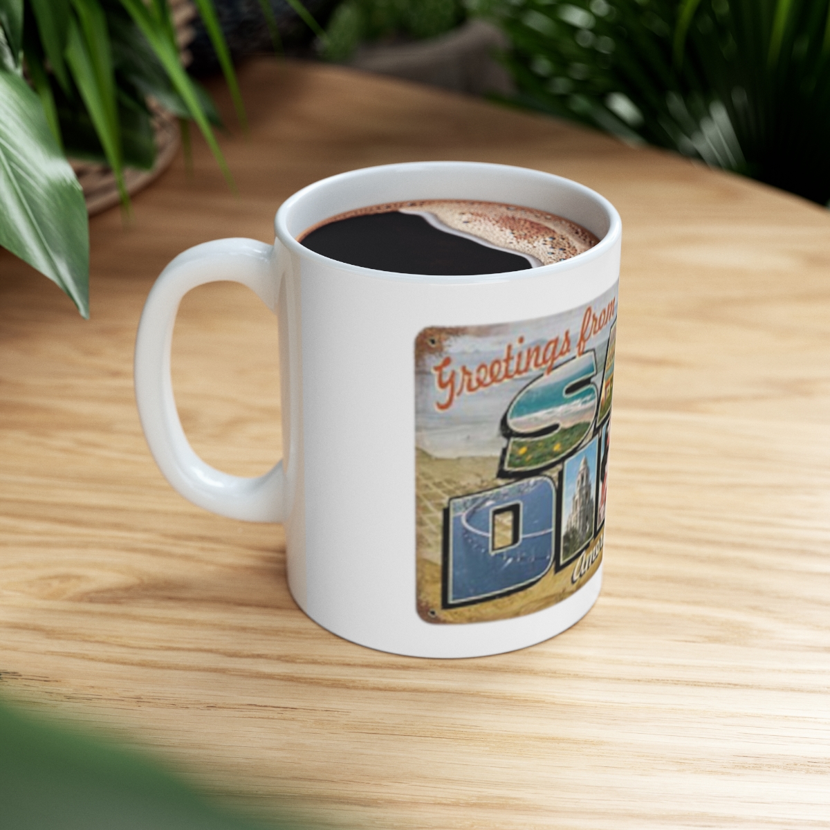 San Diego Postcard on Large Ceramic Mug 11oz - Image 8