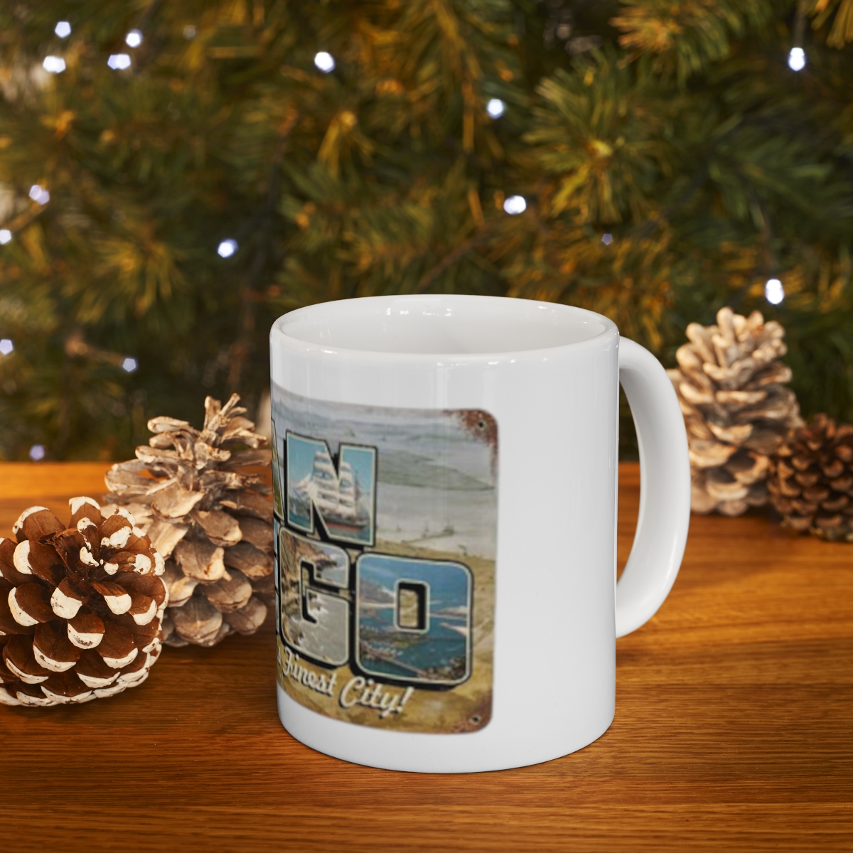 San Diego Postcard on Large Ceramic Mug 11oz - Image 9