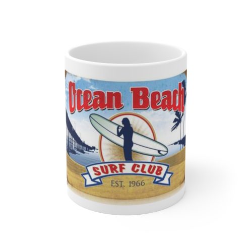 Ocean Beach Surf Club on Large Ceramic Mug 11oz