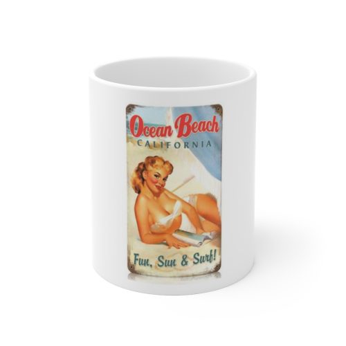 Ocean Beach California on Large Ceramic Mug 11oz