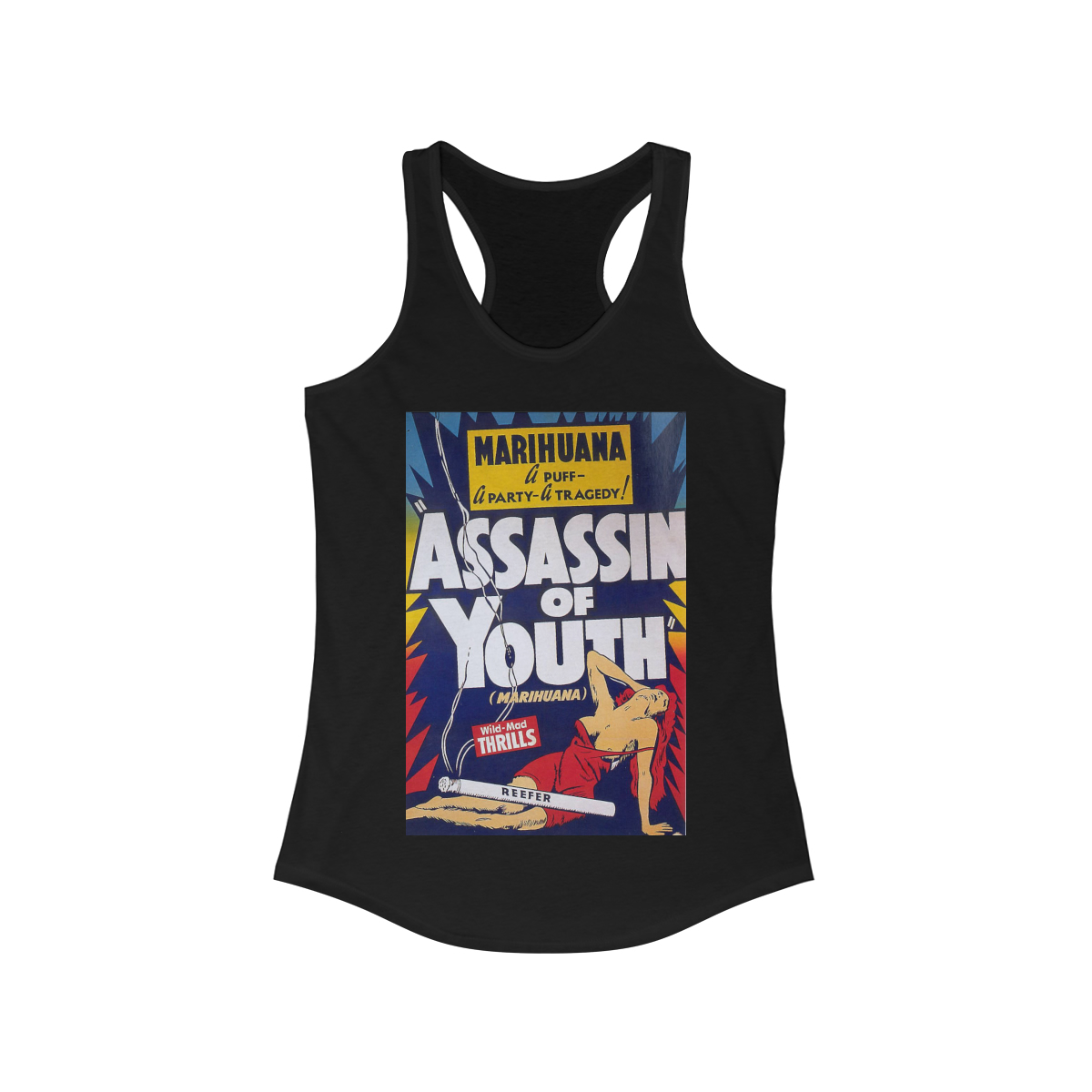 Assassin of Youth Vintage Marijuana Movie Poster Printed on a Women's Ideal Racerback Tank - Image 2