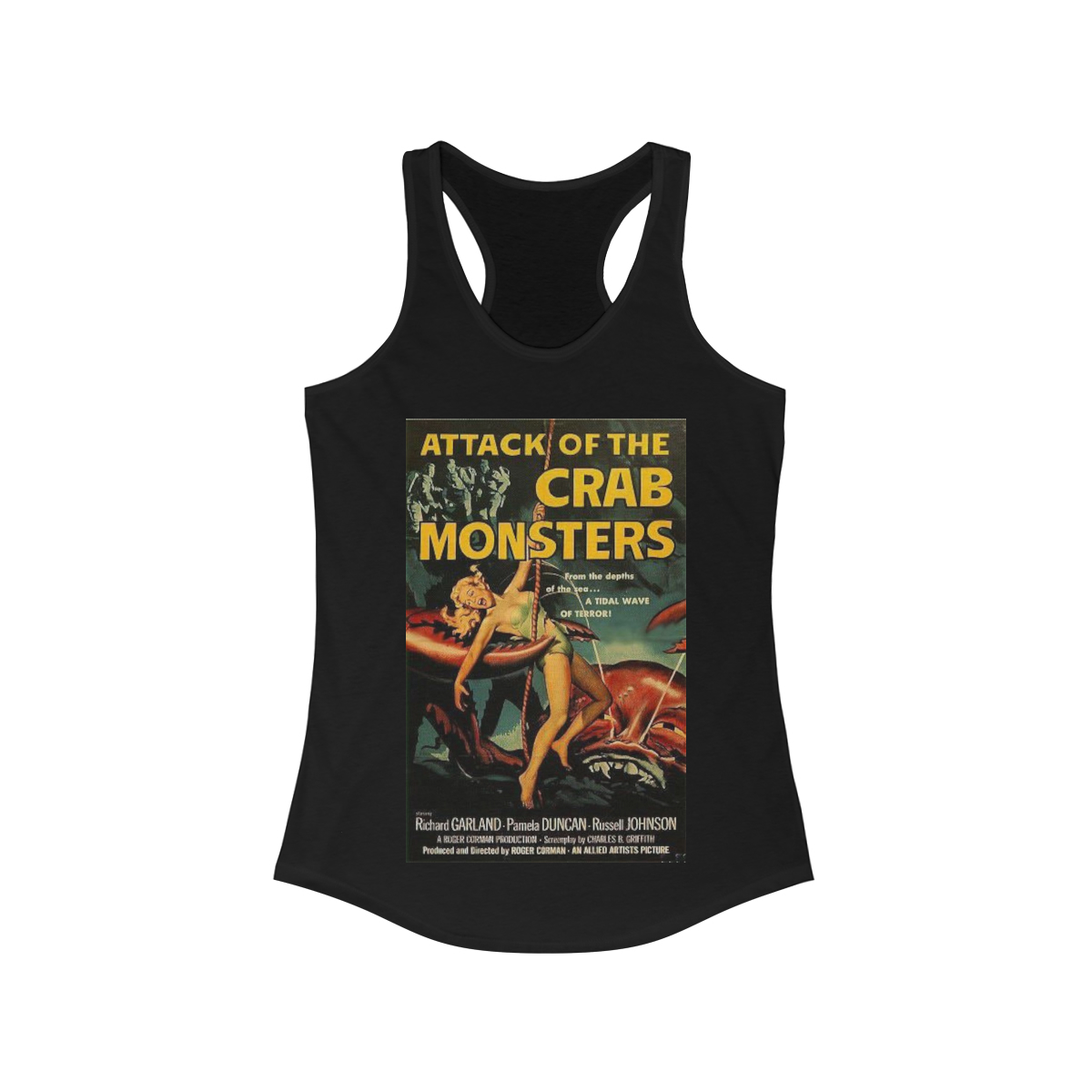 Attack of the Crab Monsters Vintage Movie Poster Printed on a Women's Ideal Racerback Tank - Image 2