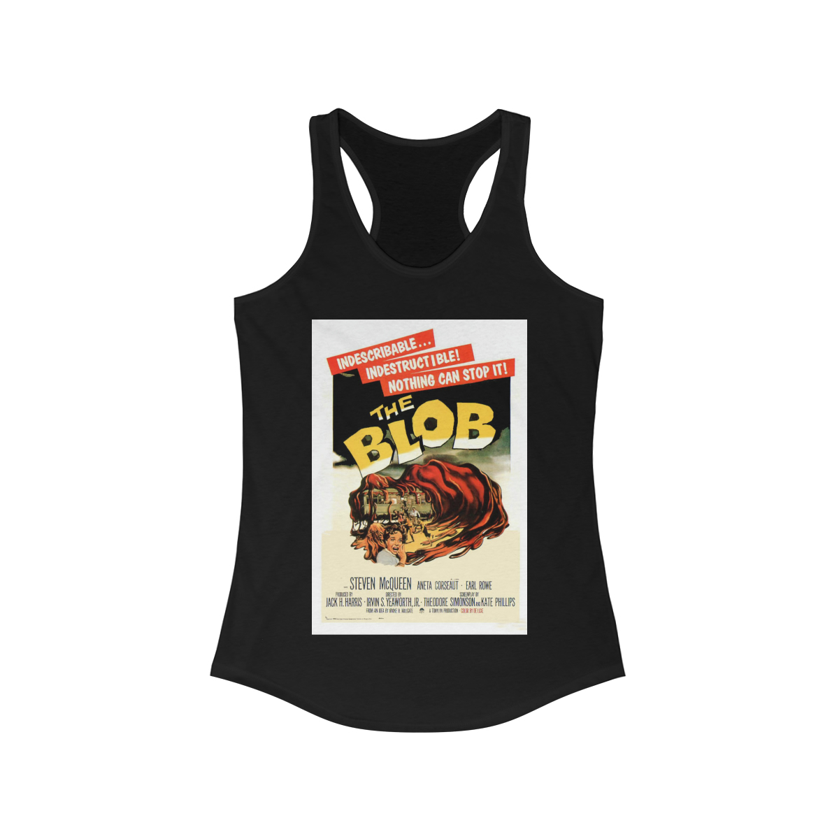 The Blob Vintage Movie Poster Printed on a Women's Ideal Racerback Tank - Image 2