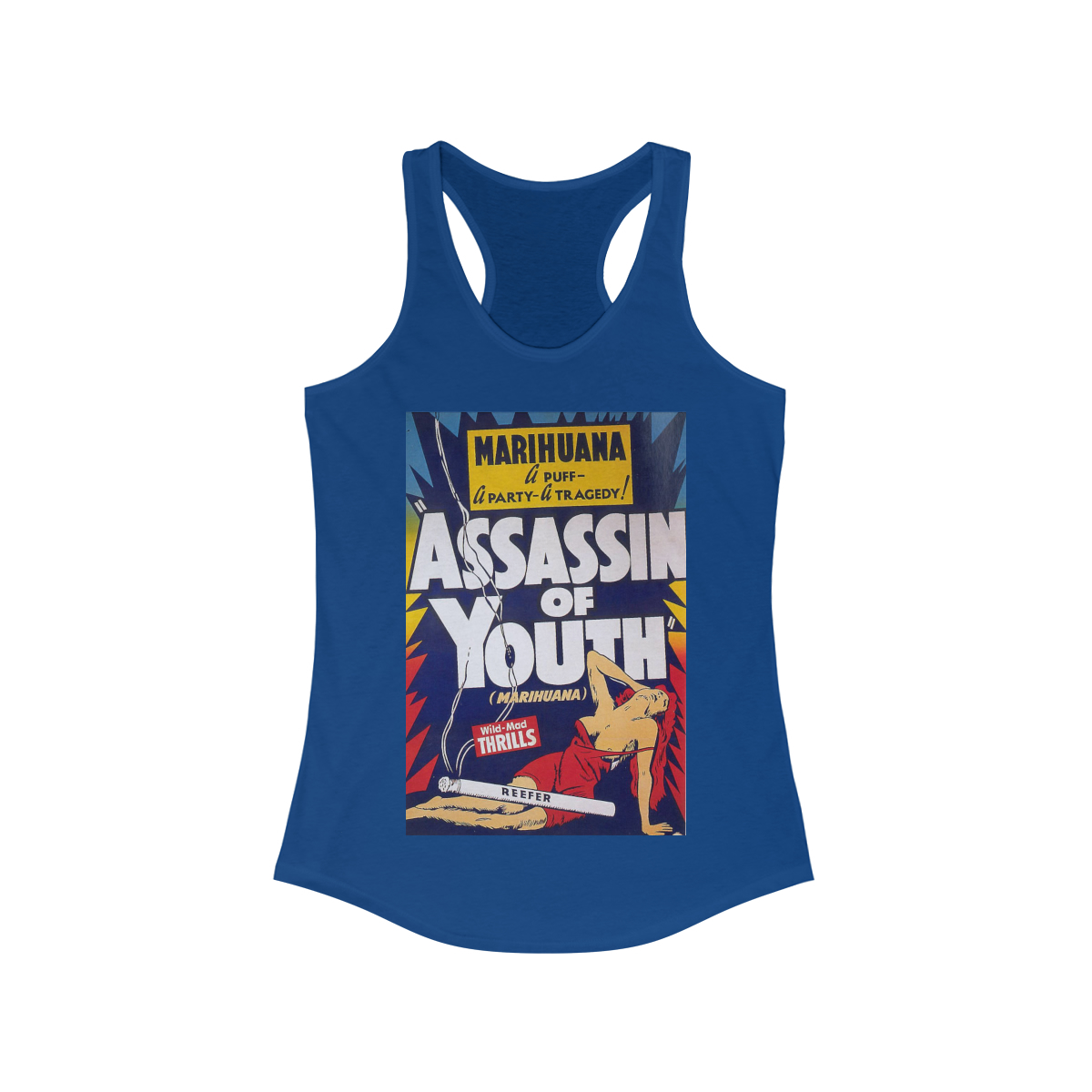 Assassin of Youth Vintage Marijuana Movie Poster Printed on a Women's Ideal Racerback Tank - Image 4
