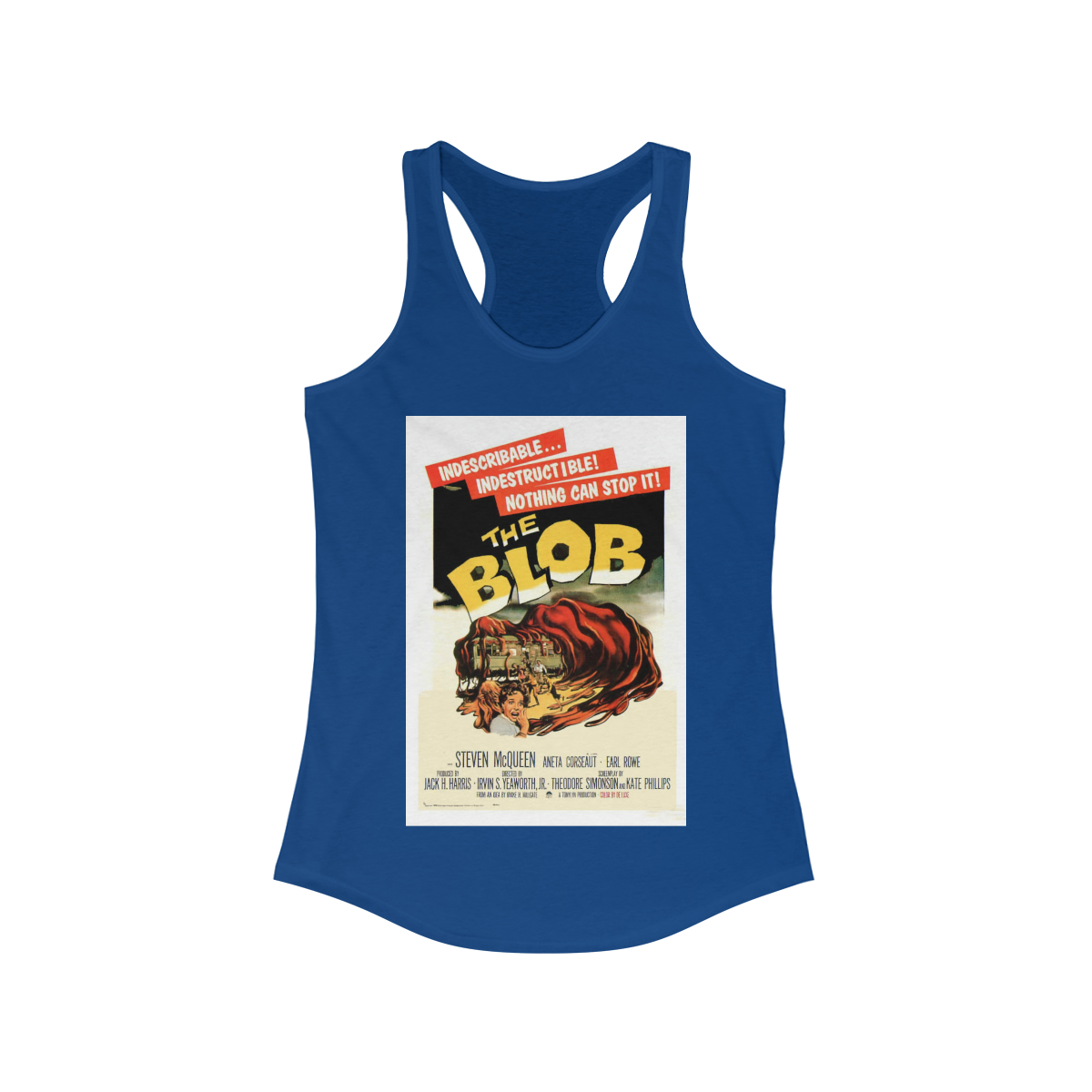 The Blob Vintage Movie Poster Printed on a Women's Ideal Racerback Tank - Image 4