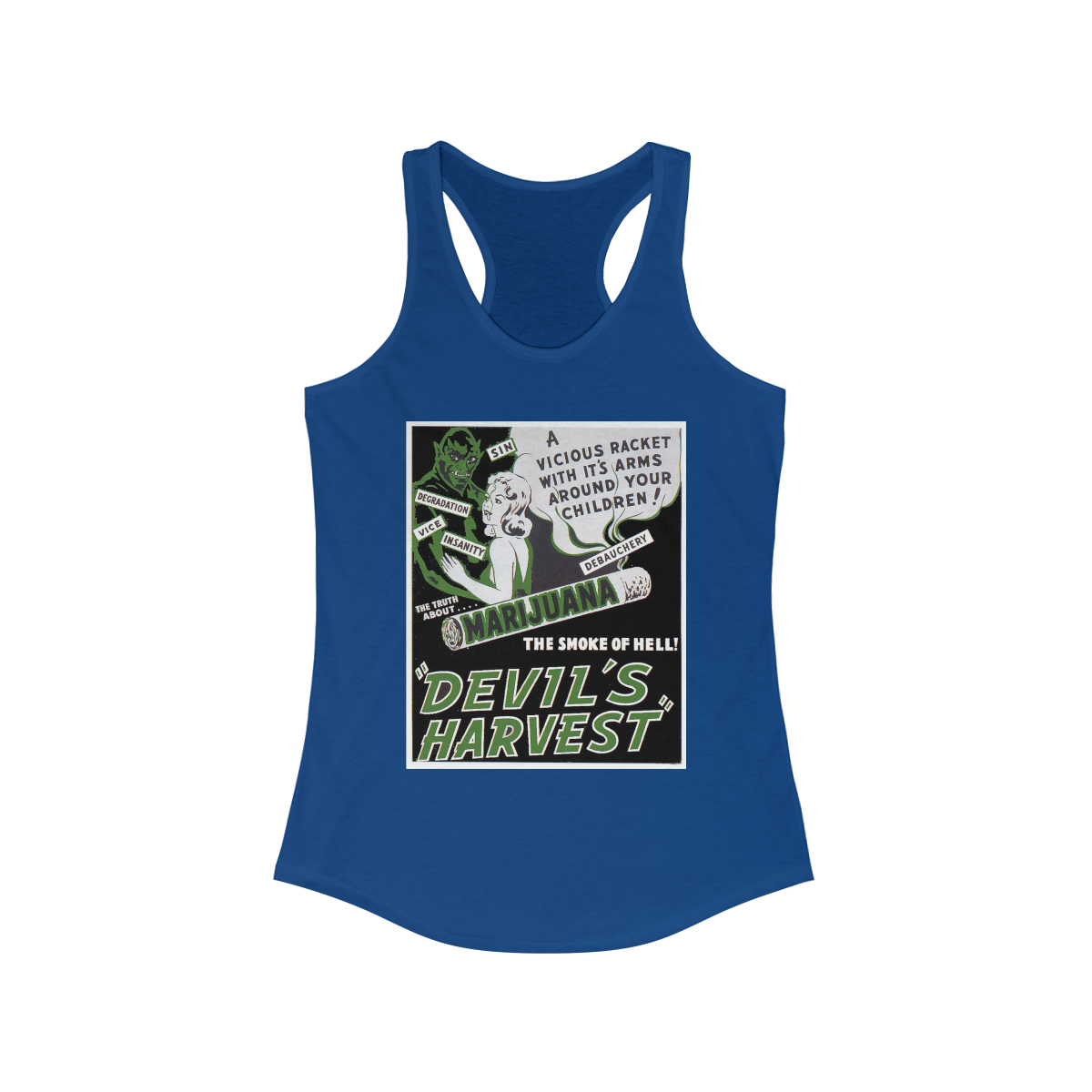 Devil's Harvest Vintage Movie Poster Printed on a Women's Ideal Racerback Tank - Image 4
