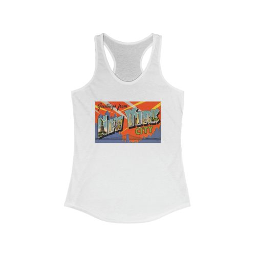 Greetings From New York City Vintage Postcard Printed on a Women's Ideal Racerback Tank