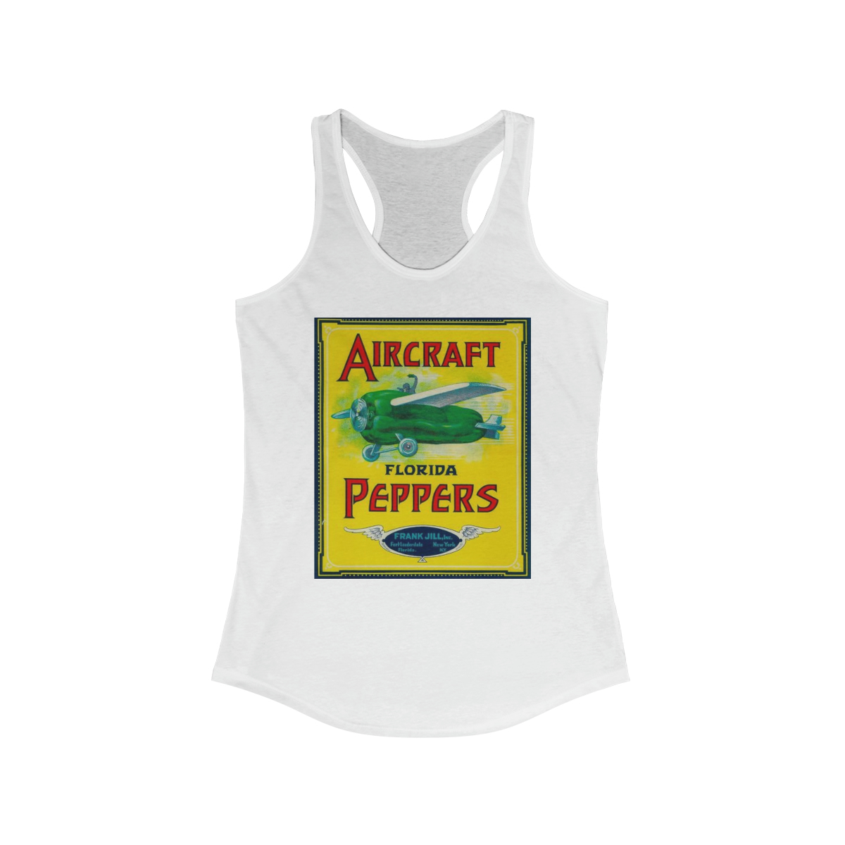 Aircraft Brand Florida Peppers Printed on a Women's Ideal Racerback Tank