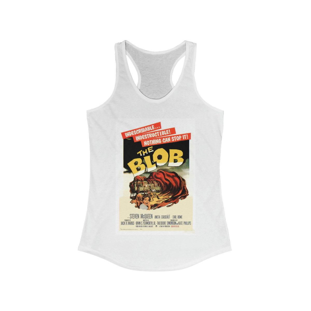 The Blob Vintage Movie Poster Printed on a Women's Ideal Racerback Tank