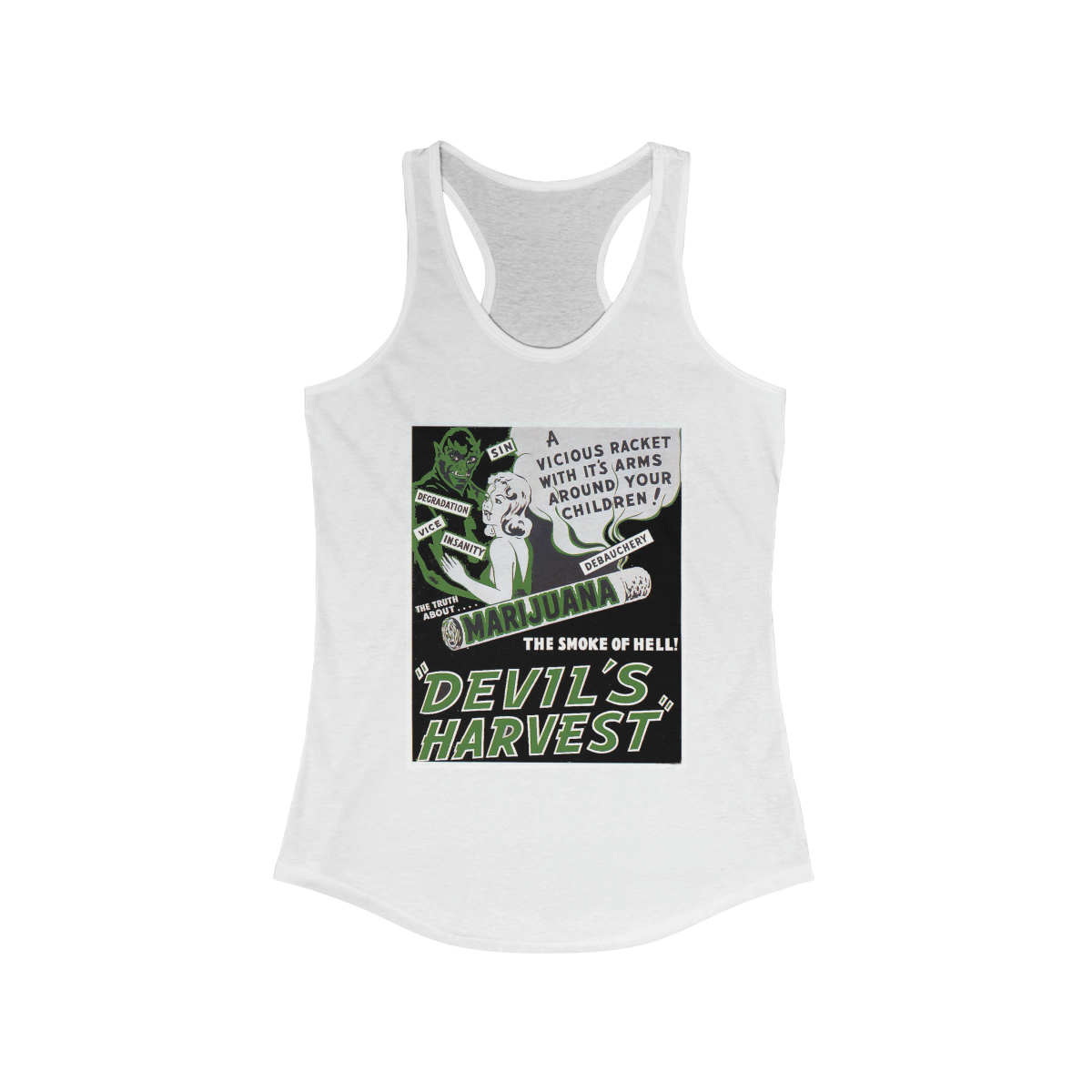 Devil's Harvest Vintage Movie Poster Printed on a Women's Ideal Racerback Tank