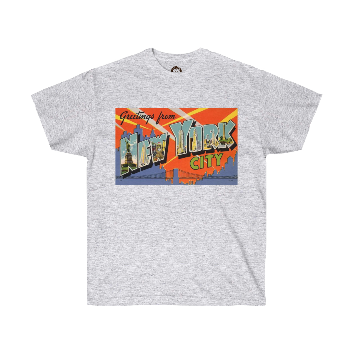 Greetings From New York City Vintage Postcard Printed on a Unisex Ultra Cotton Tee