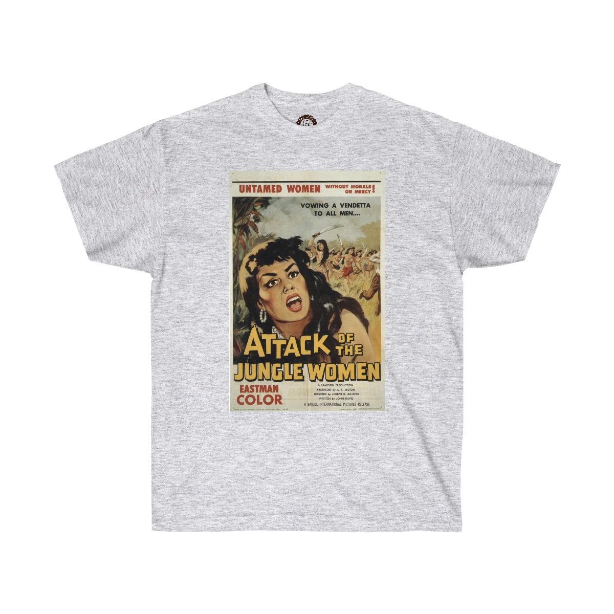Attack of the Jungle Women Vintage Movie Poster Printed on a Unisex Ultra Cotton Tee - Image 3