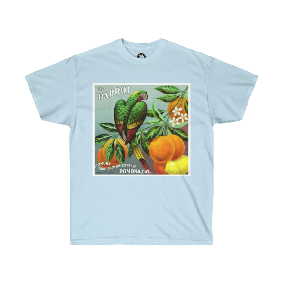 Parrot Brand Citrus Crate Label Printed on a Unisex Ultra Cotton Tee - Image 13