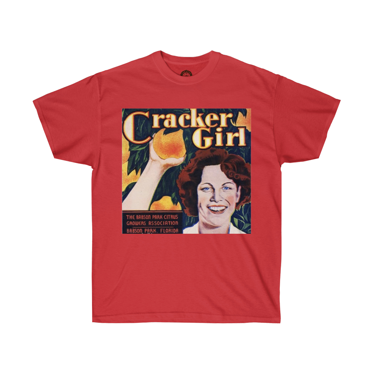 Cracker Girl Vintage Fruit Crate Label Printed on a Unisex Ultra Cotton Tee - Image 15