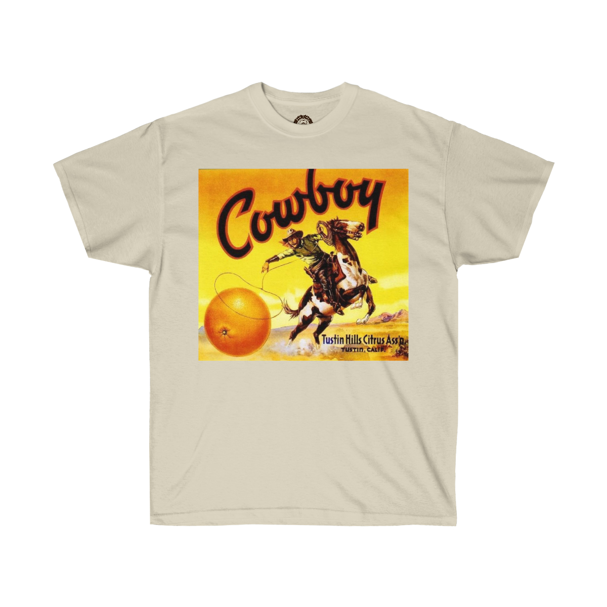 Cowboy Brand Vintage Orange Crate Label Printed on a Unisex Ultra Cotton Tee - Image 9