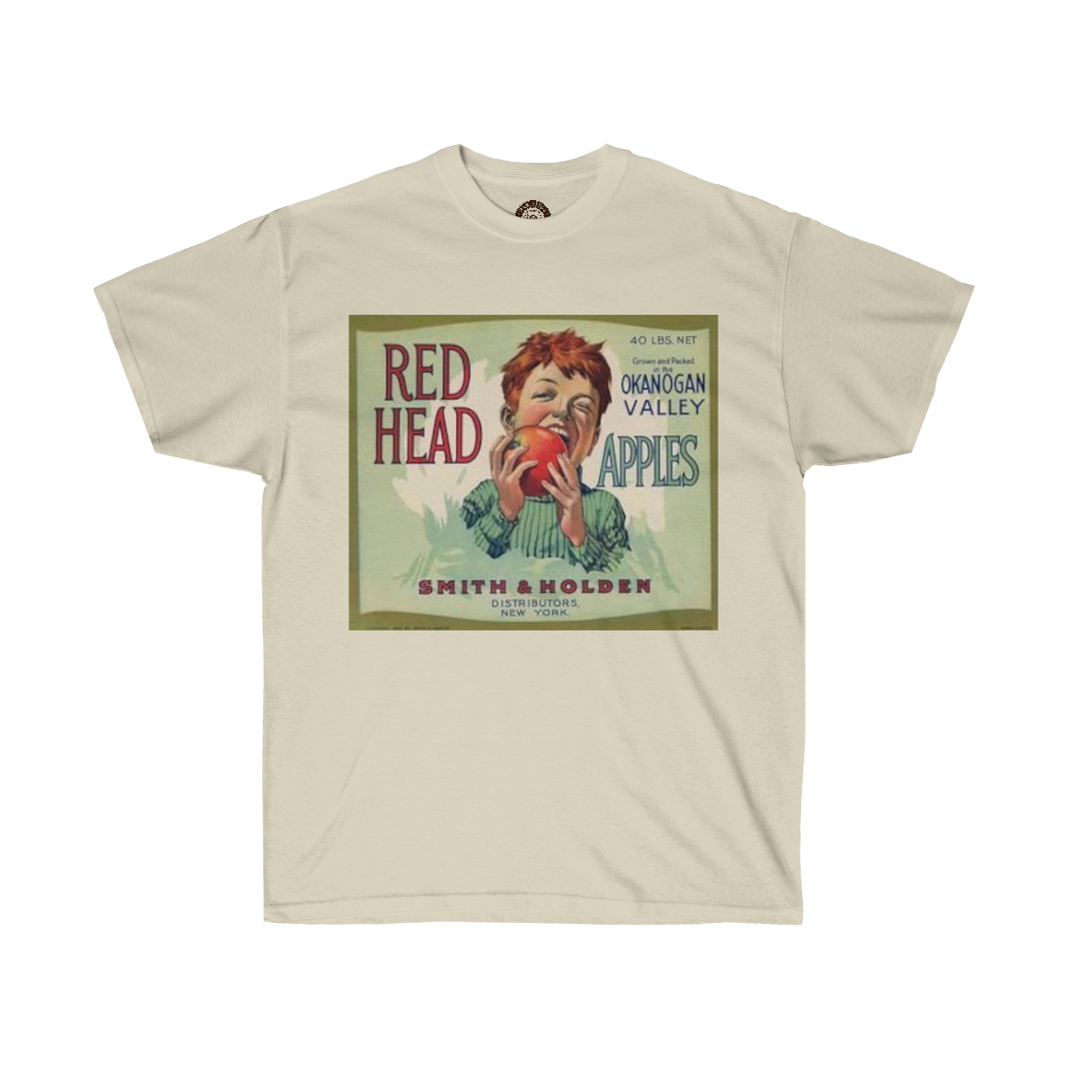 Red Head Brand Vintage Apple Crate Label Printed on a Unisex Ultra Cotton Tee - Image 7