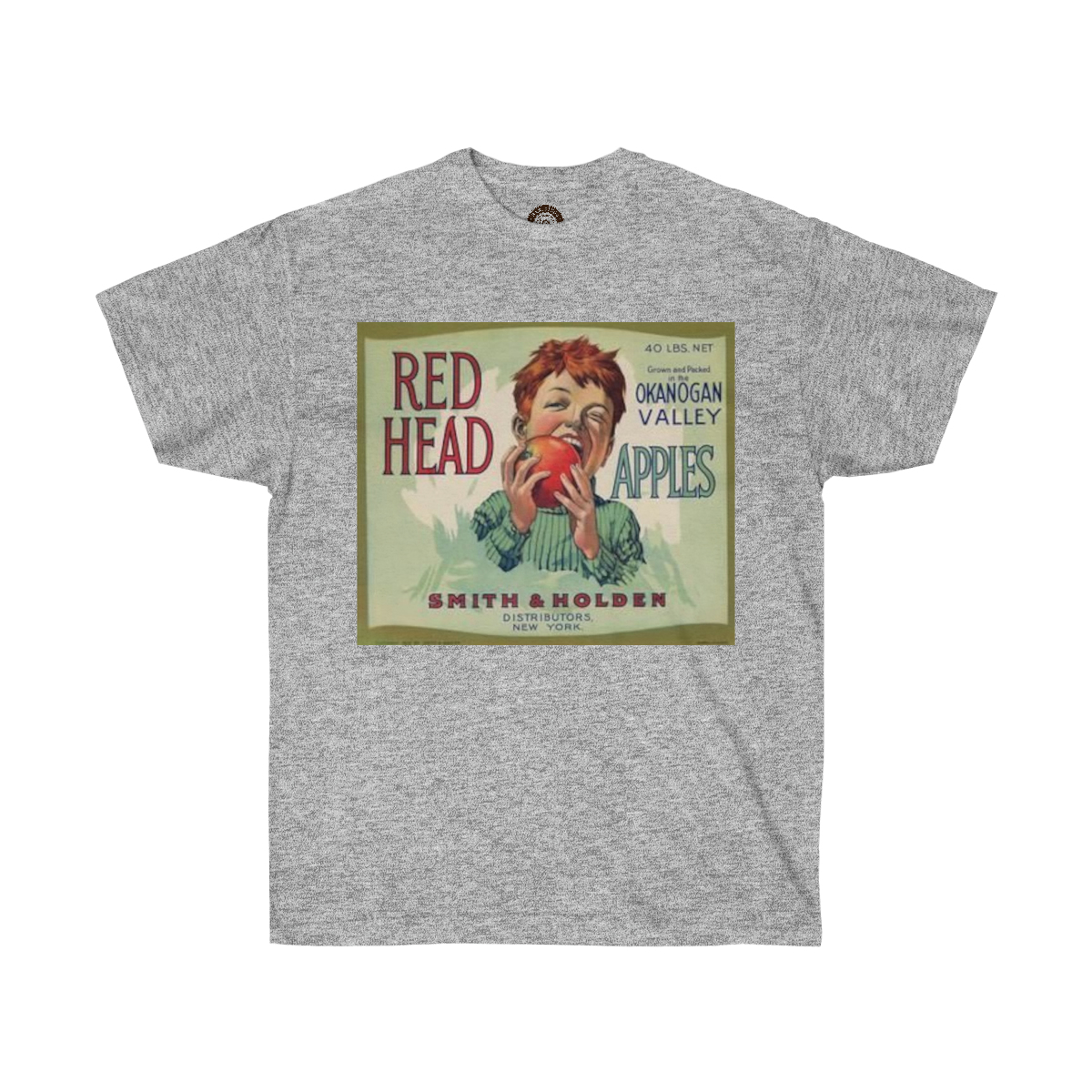 Red Head Brand Vintage Apple Crate Label Printed on a Unisex Ultra Cotton Tee - Image 9