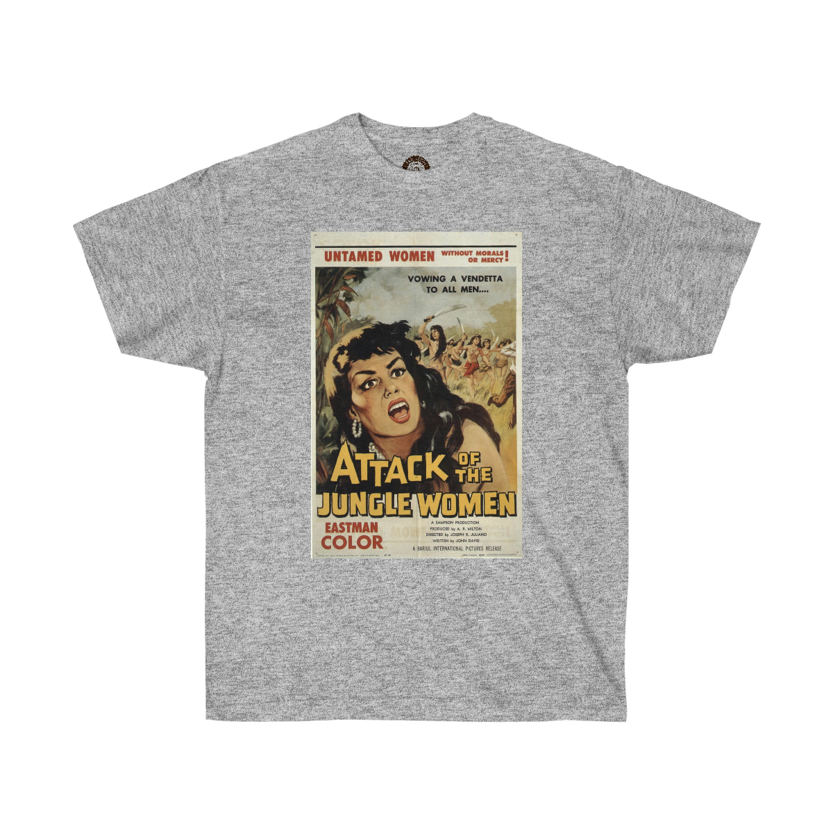 Attack of the Jungle Women Vintage Movie Poster Printed on a Unisex Ultra Cotton Tee - Image 9