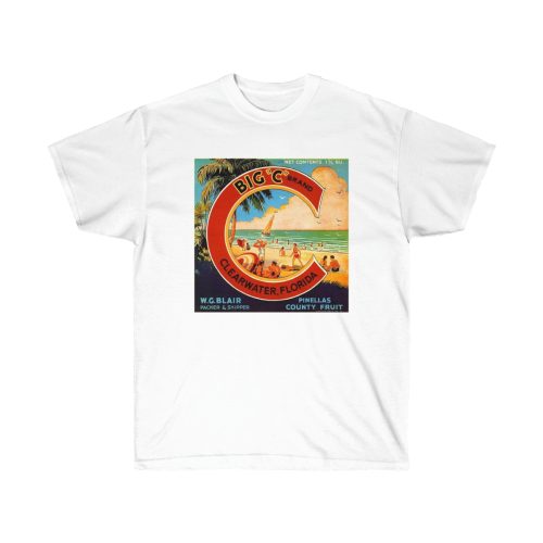 Big C Brand Fruit Crate Label Printed on a Unisex Ultra Cotton Tee