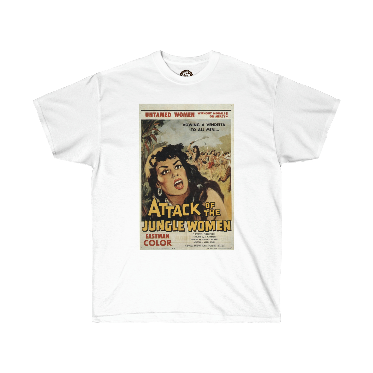 Attack of the Jungle Women Vintage Movie Poster Printed on a Unisex Ultra Cotton Tee