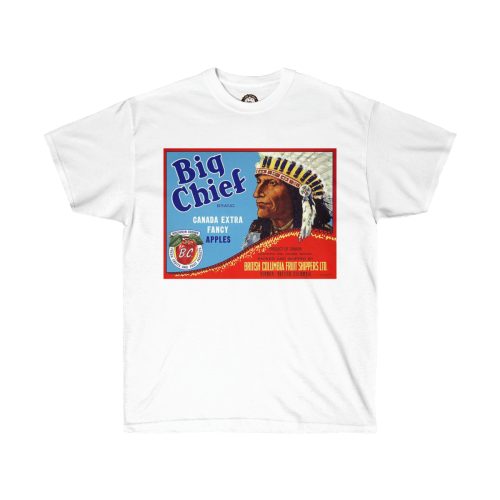 Big Chief Brand Vintage Apple Crate Label Printed on a Unisex Ultra Cotton Tee