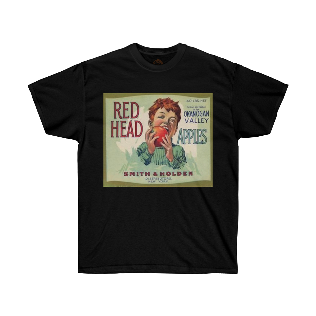 Red Head Brand Vintage Apple Crate Label Printed on a Unisex Ultra Cotton Tee - Image 5