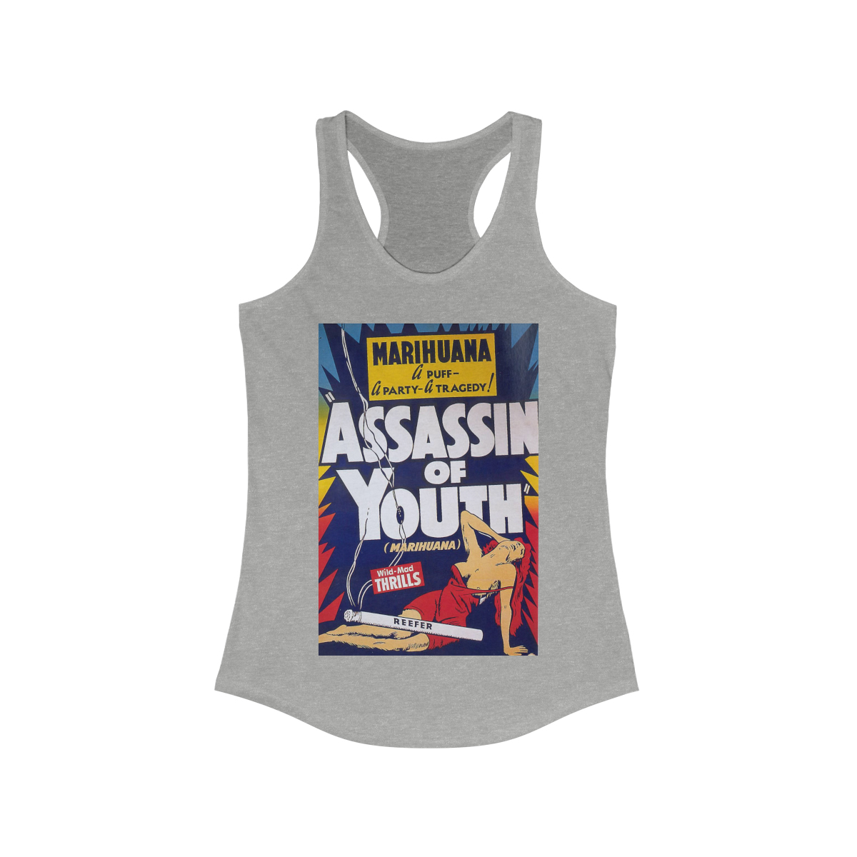 Assassin of Youth Vintage Marijuana Movie Poster Printed on a Women's Ideal Racerback Tank - Image 3
