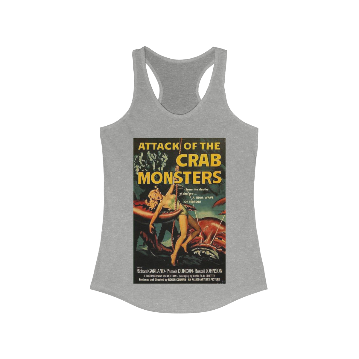 Attack of the Crab Monsters Vintage Movie Poster Printed on a Women's Ideal Racerback Tank - Image 3
