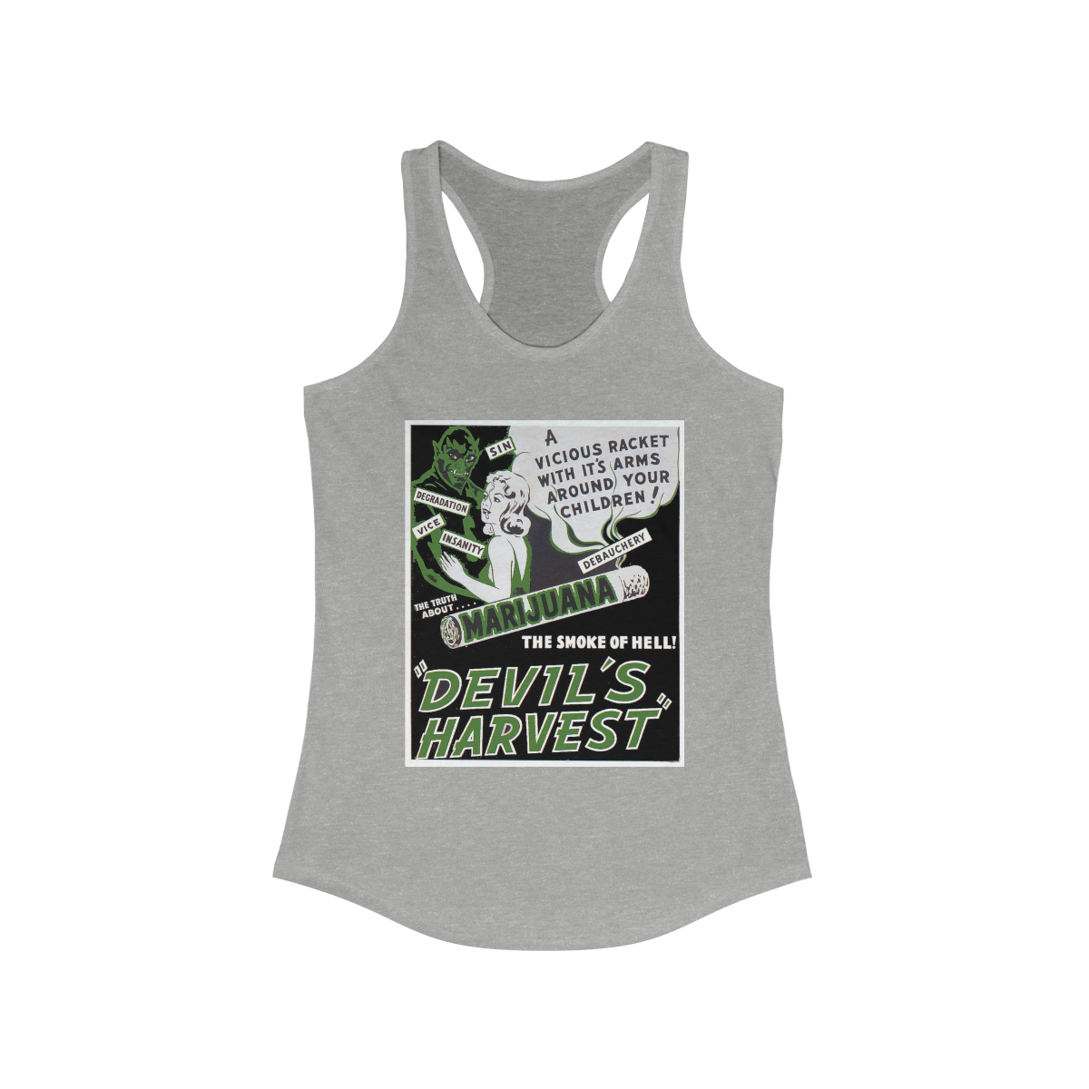 Devil's Harvest Vintage Movie Poster Printed on a Women's Ideal Racerback Tank - Image 3