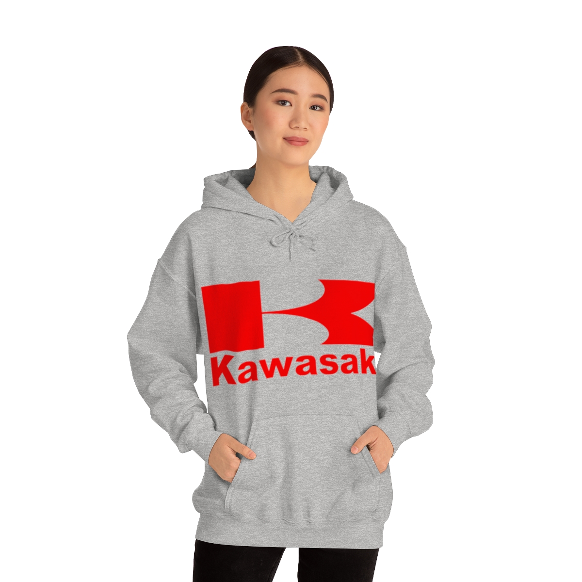 Kawasaki Logo printed on a Unisex Heavy Blend™ Hooded Sweatshirt - Image 3